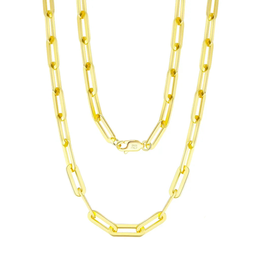 Paperclip Halsband - 925 Silver 18K Guldplätering Unisex