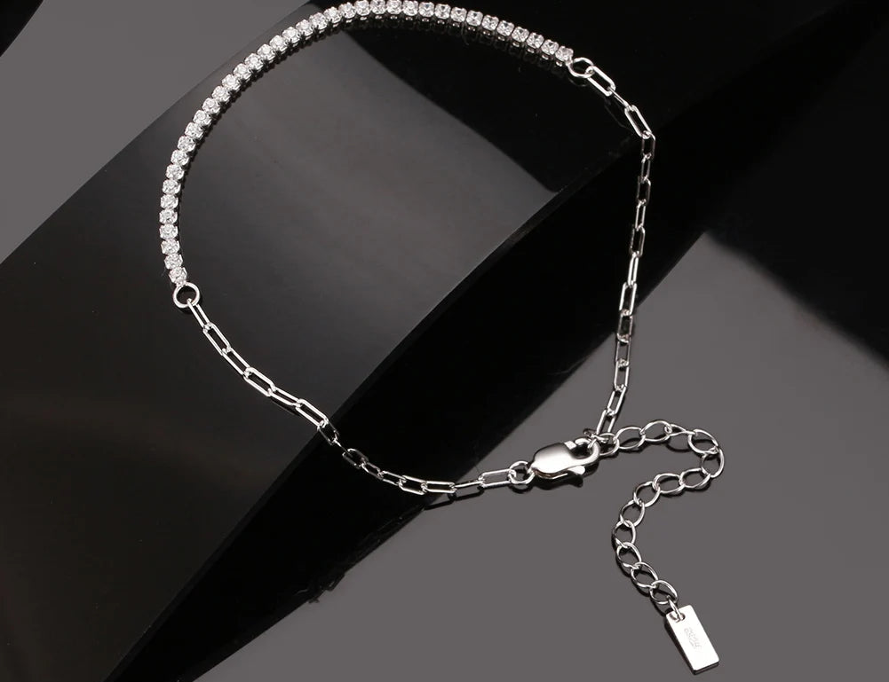 Paperclip Tennisarmband 925 Silver - 14K Guldplätering Handgjort