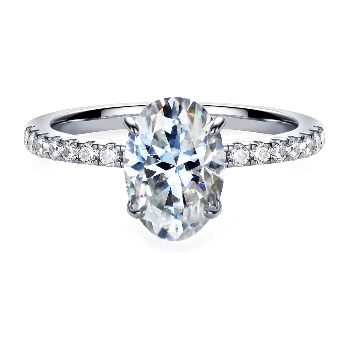 Förlovningsring 2ct Oval Moissanite 925 Silver
