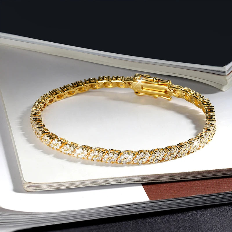 Moissanite Tennis Armband Rhombus 1.2mm D-färg - 925 Silver 18K Plätering