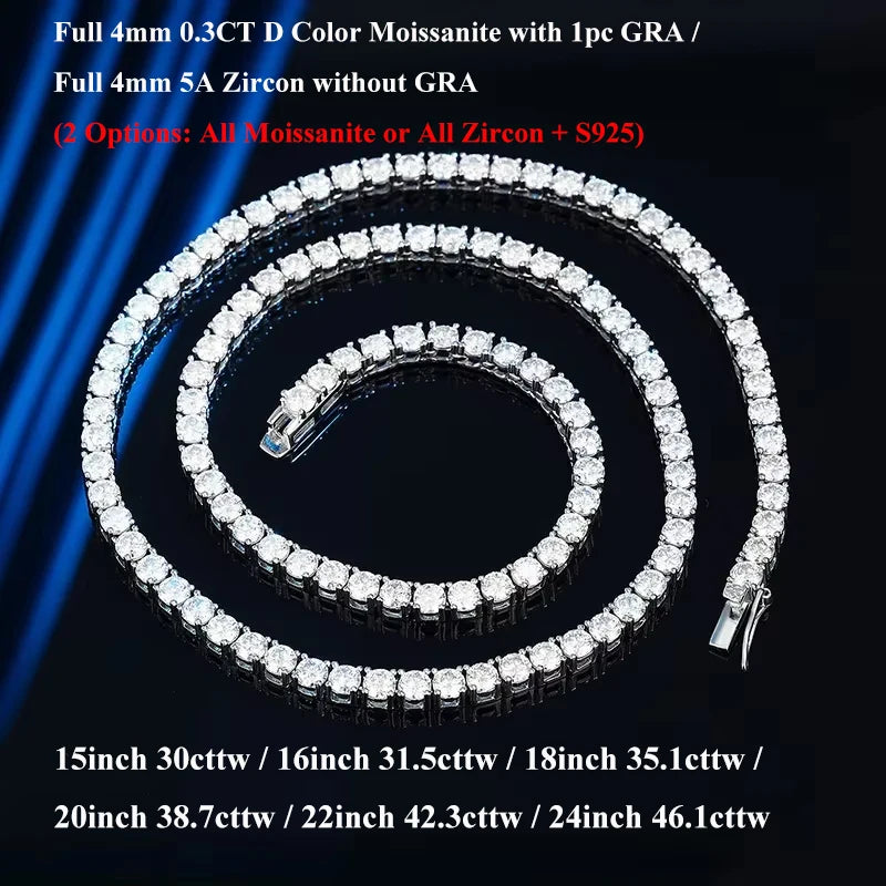 Moissanite Tennis Halsband 2-5mm Full D-färg - 925 Silver med Certifikat