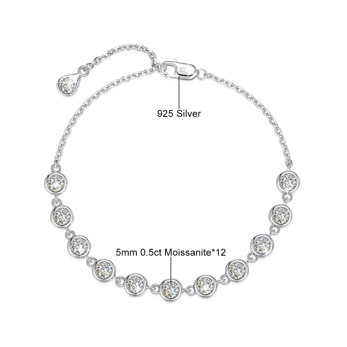 Armband i 925 Silver med Moissanite 0.5ct