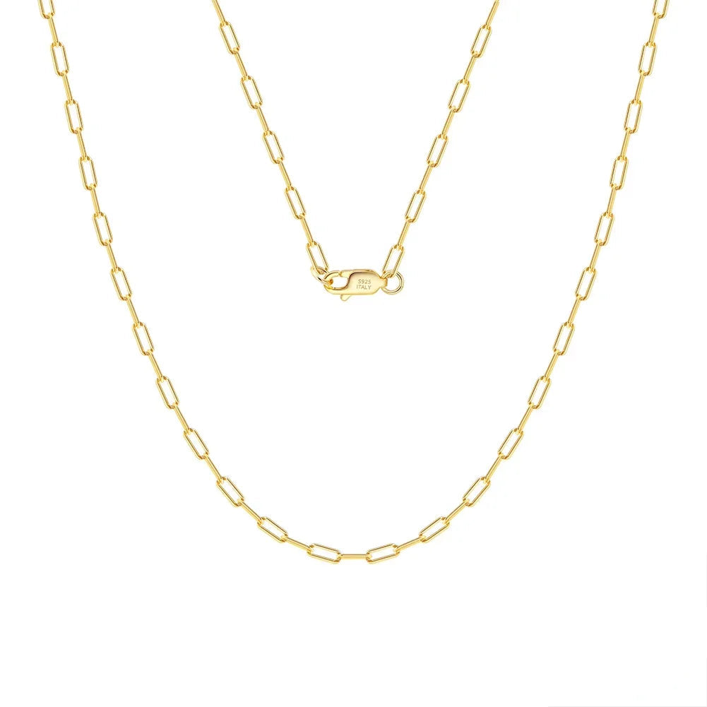 Paperclip Halsband 1.8mm 925 Silver - 18K Guldpläterat Unisex