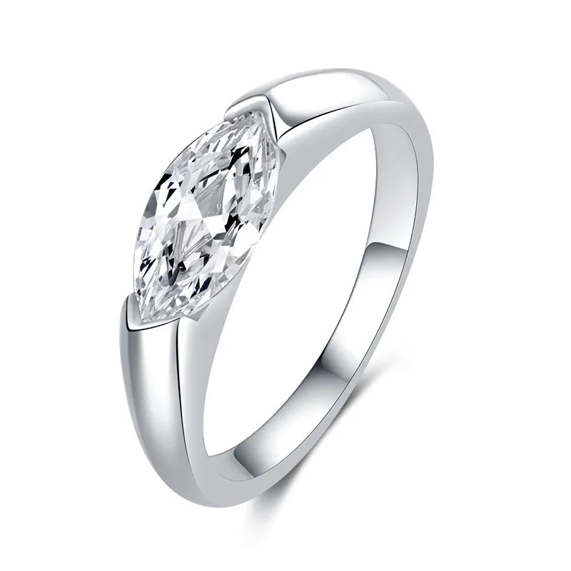 Moissanite Ring 1ct Marquise Cut - 925 Silver 18K Guldplätering