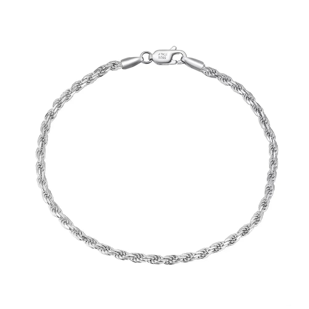Rope Chain Armband 3.3mm 925 Silver - 18K Guldplätering Unisex