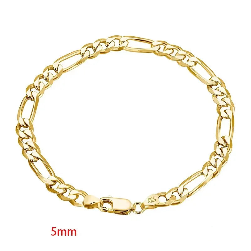 Figaro Armband 5mm 925 Silver - 18K Guldplätering Damarmband 21.5cm
