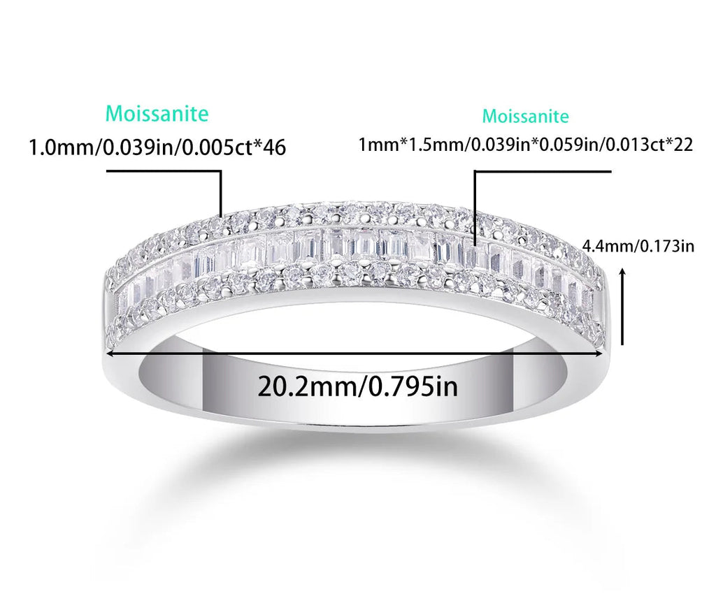 Emerald Cut Moissanite Ring - 925 Sterling Silver Damring