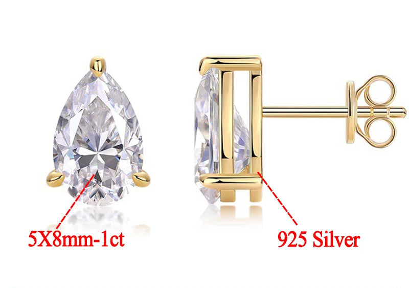 Moissanite Örhängen 1-3ct Pear Drop - 925 Sterling Silver Damörhängen