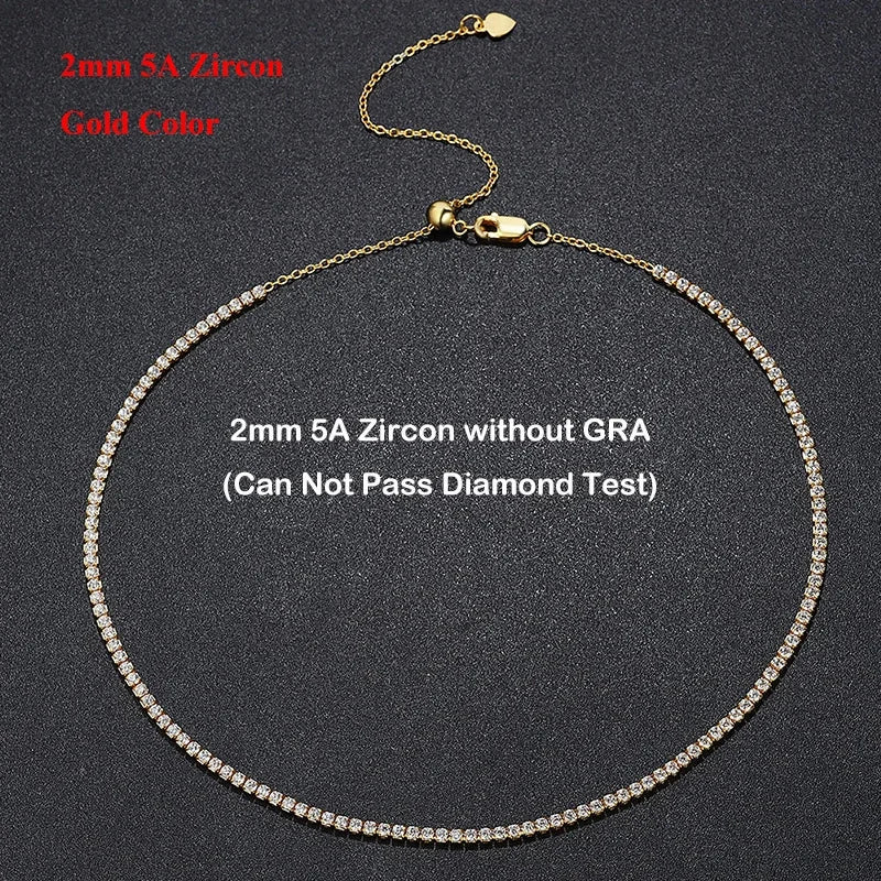 Moissanite Tennishalsband 2mm 0.03ct - 925 Silver 18K Guldplätering