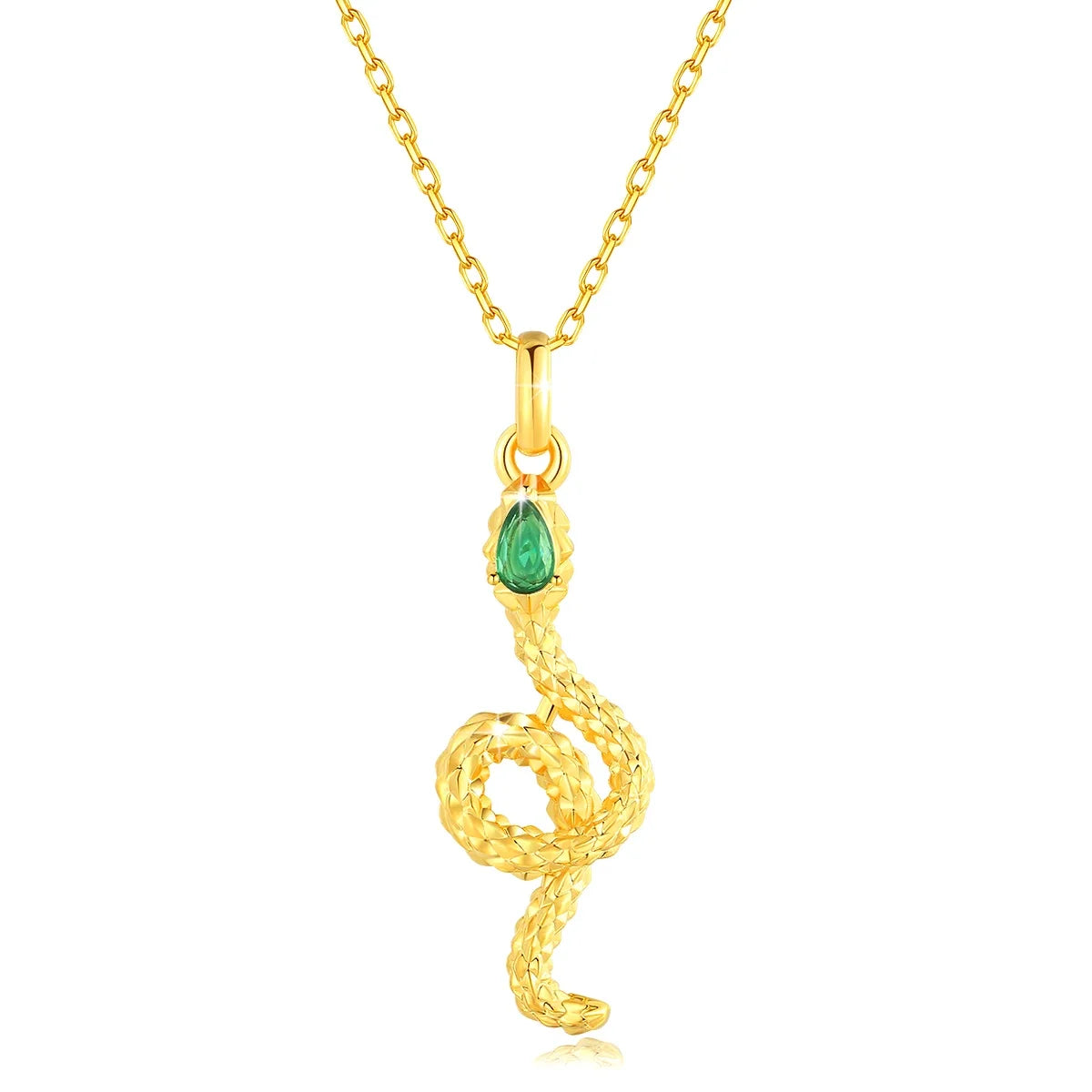 Halsband i Äkta 18K Guld med Smaragd - Ormhänge
