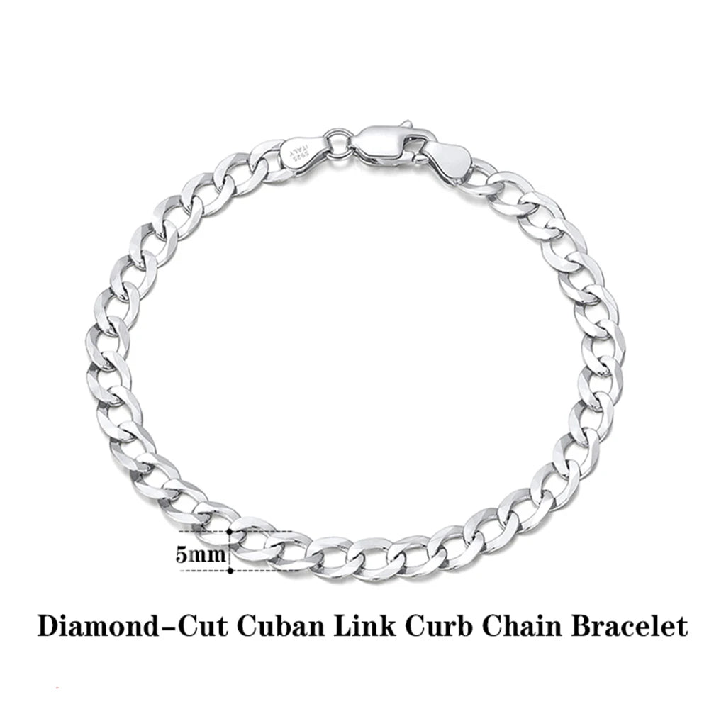 Cuban Link Armband 3-5mm Diamond Cut - 925 Silver 18K Guld