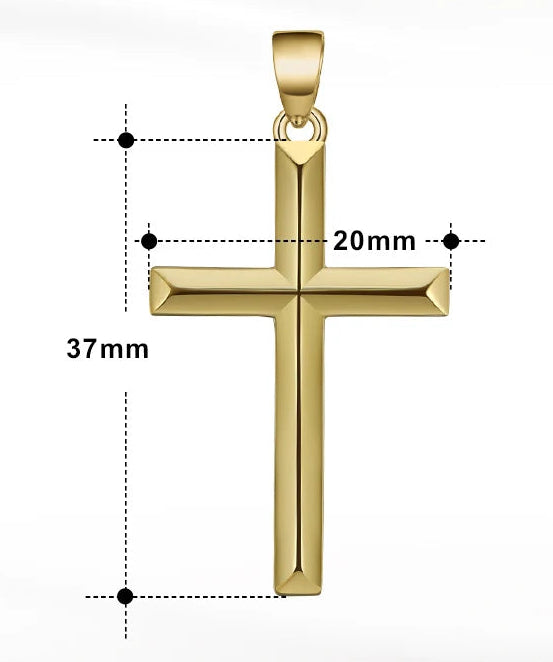 Kors Halsband 925 Silver - 14K Guldplätering Rope Chain