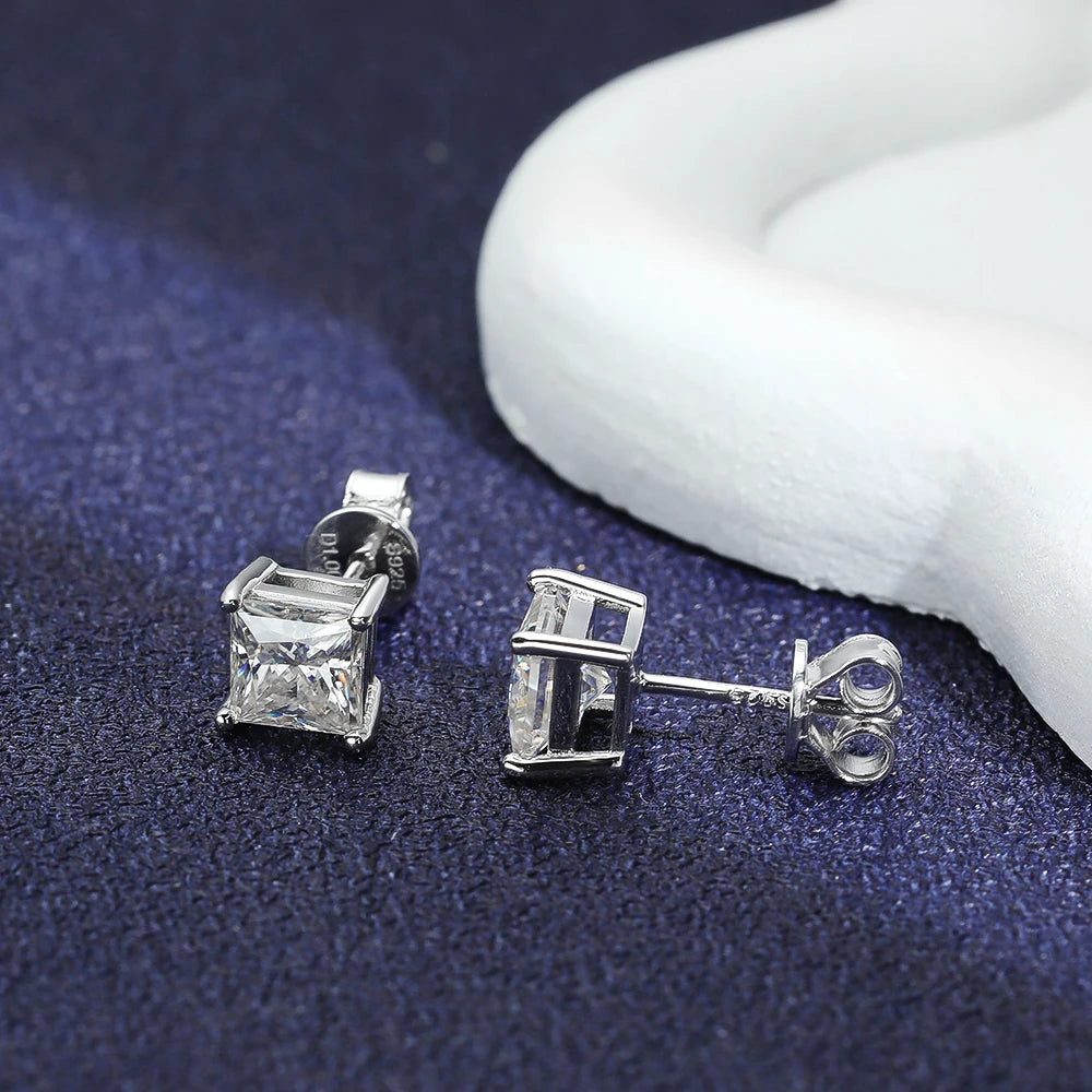 Princess Cut Moissanite Örhängen 1ct - 925 Sterling Silver