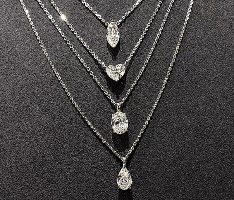 Moissanite Halsband 1-2ct - 925 Sterling Silver Guldplätering