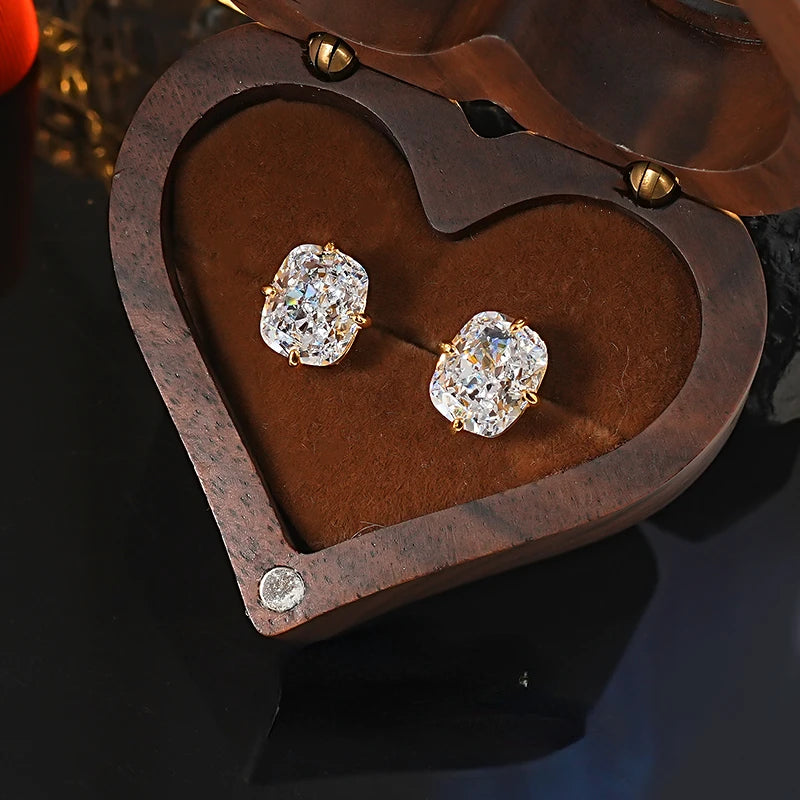 Moissanite Örhängen 8x10mm Crushed Ice - 925 Sterling Silver Damörhängen