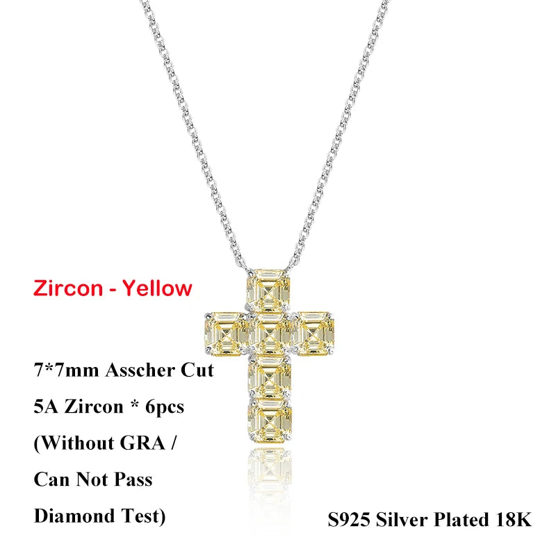 Moissanite Halsband 12ct Asscher Cut 7mm - 925 Sterling Silver 18K vit guldplätering