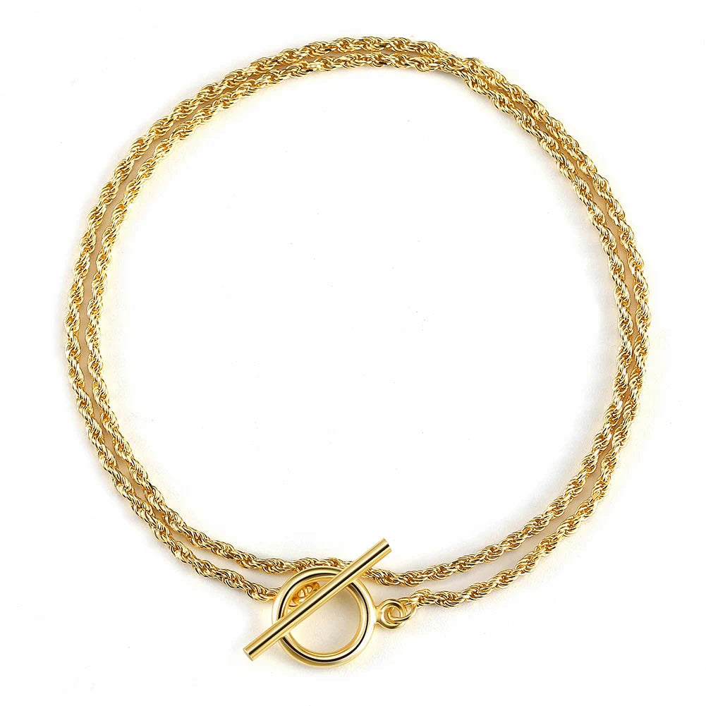 Braided Chain Armband 1.5mm 925 Silver - 14K Guldplätering OT Toggle