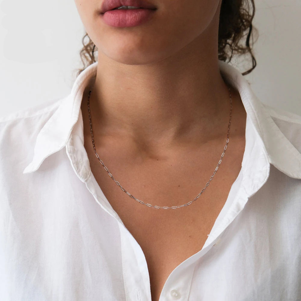 Paperclip Halsband 1.8mm 925 Silver - 18K Guldpläterat Unisex