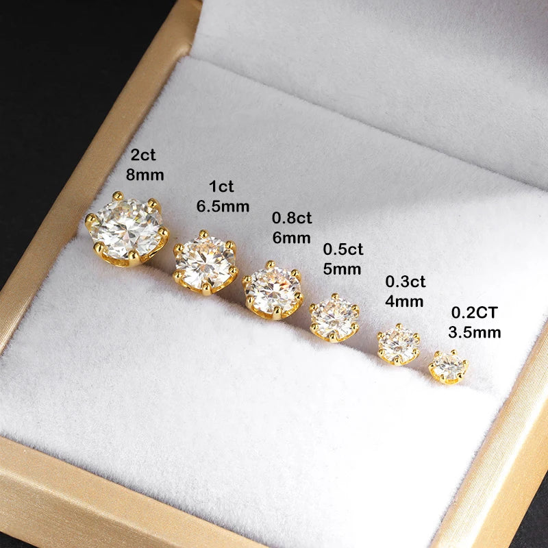 Moissanite Örhängen 0.2-2ct D-färg 6-Klors - 925 Silver 18K Plätering