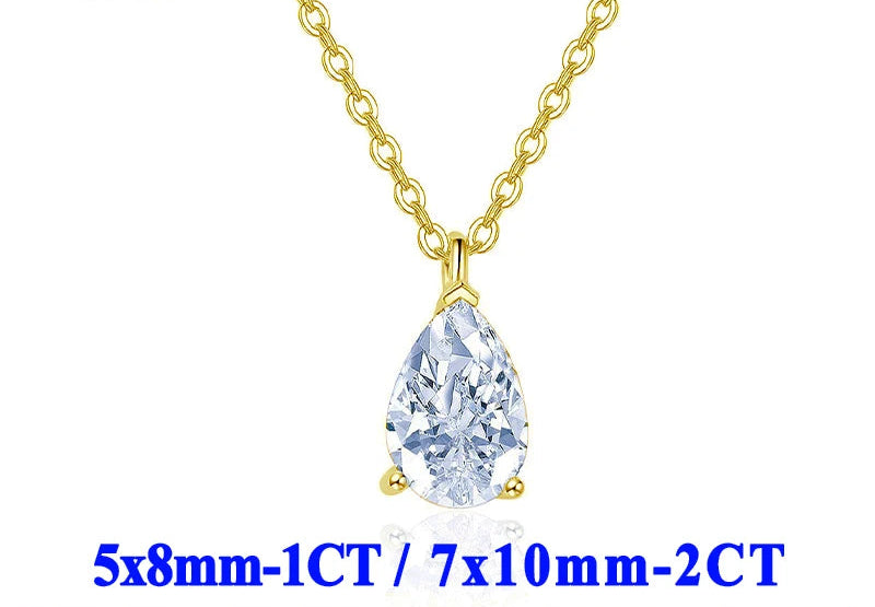 Moissanite Halsband 1-2ct - 925 Sterling Silver Guldplätering