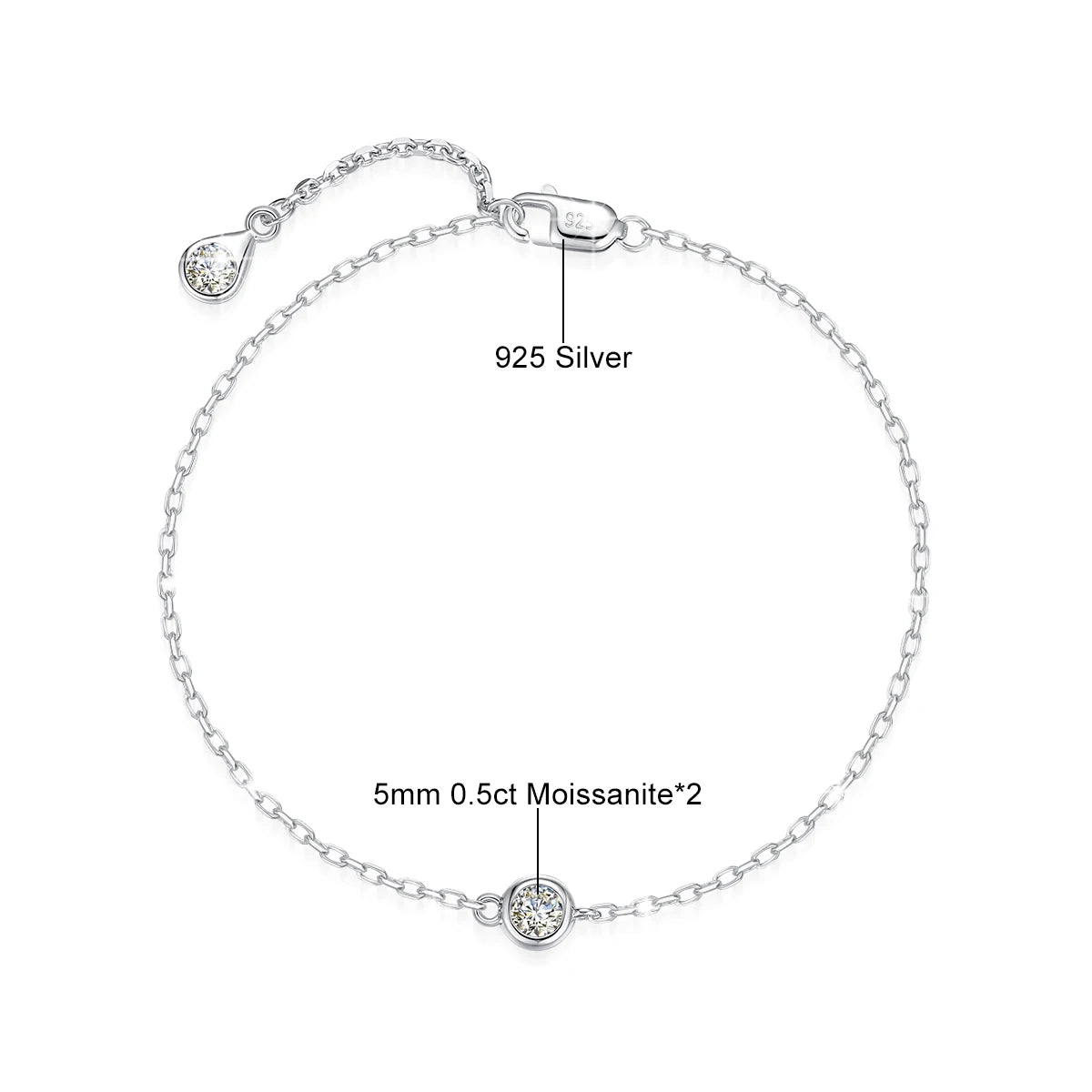 Armband i 925 Silver med Moissanite 0.5ct