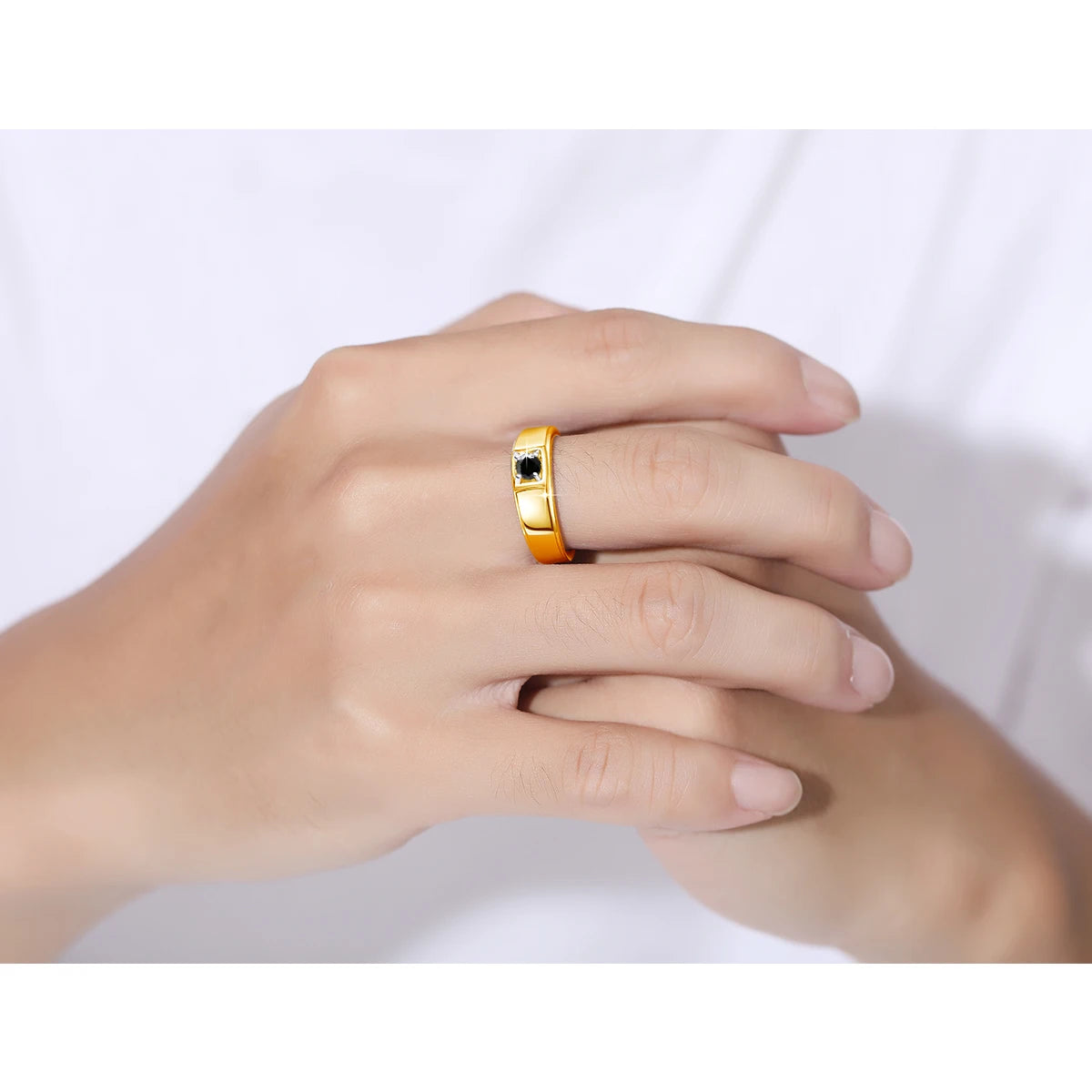 Herr ring i 925 Sterling Silver med Svart Moissanite 0.3ct