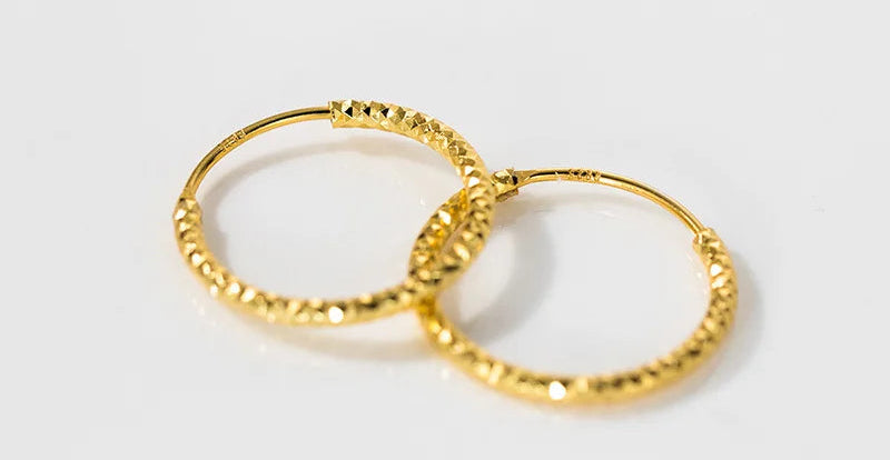 Runda Hoop Örhängen 925 Silver - 18K Guldplätering Damörhängen