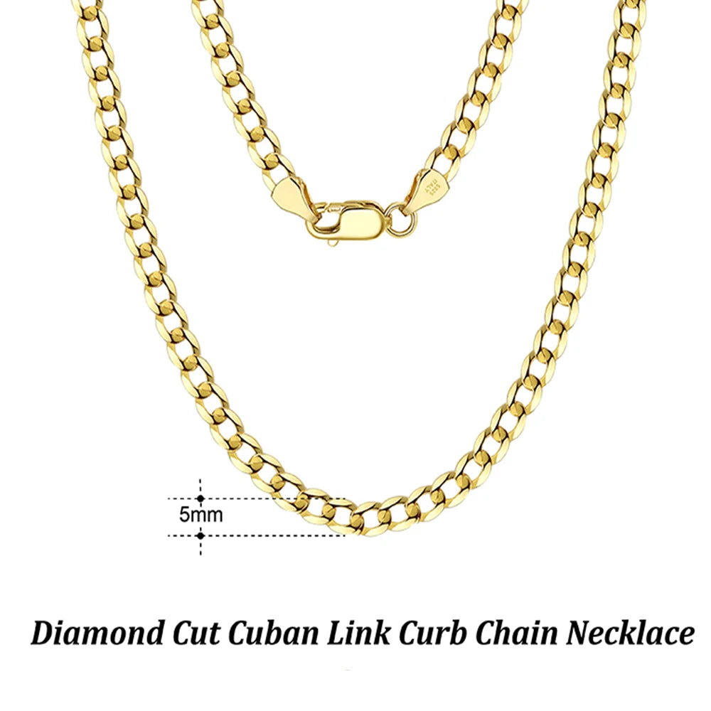Cuban Link Armband 3-5mm Diamond Cut - 925 Silver 18K Guld