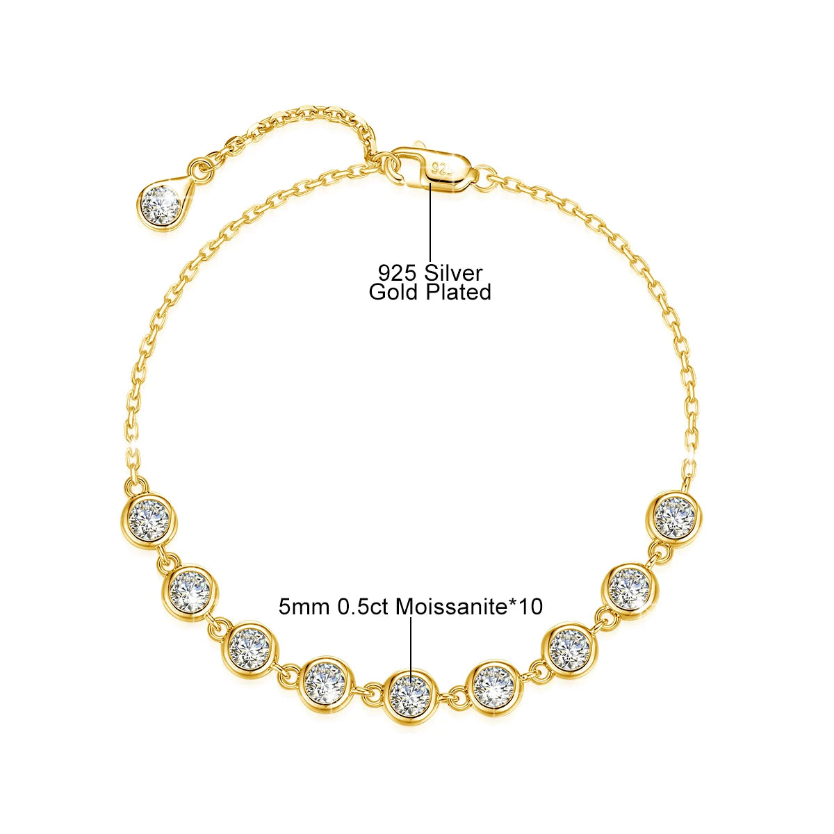 Armband i 925 Silver med Moissanite 0.5ct