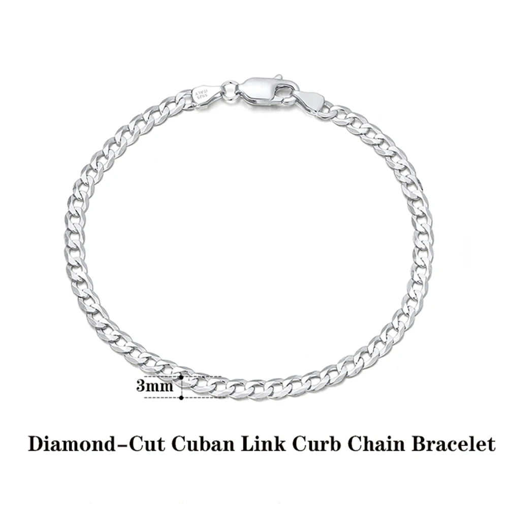 Cuban Link Armband 3-5mm Diamond Cut - 925 Silver 18K Guld
