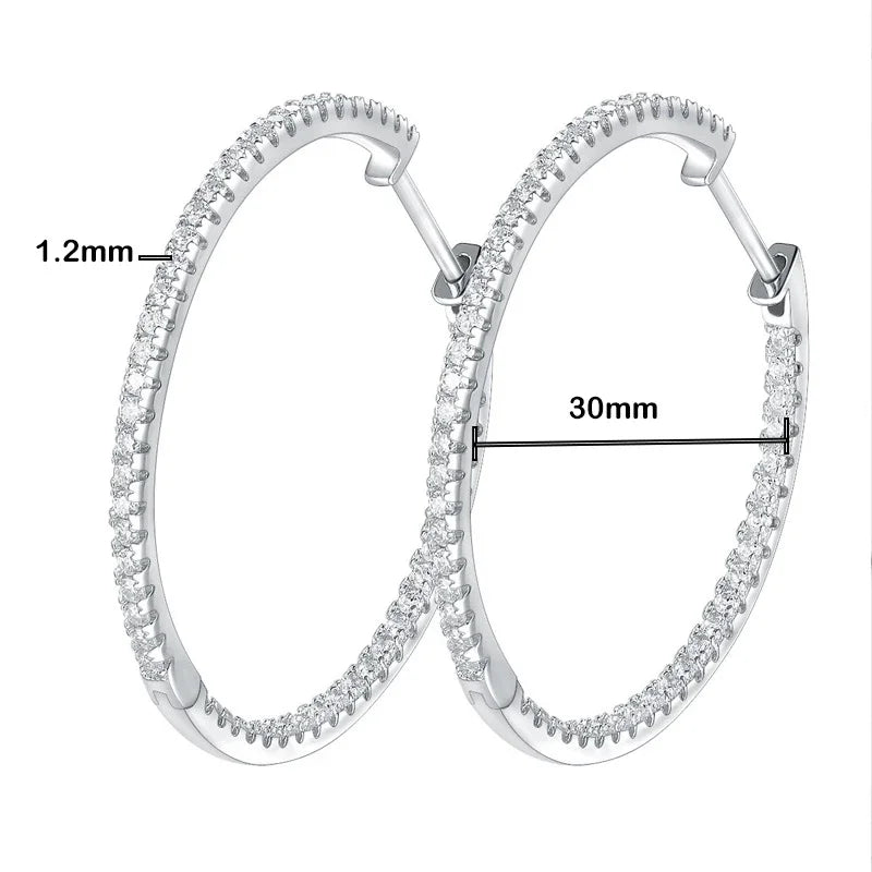 Moissanite Hoop Örhängen 2mm - 925 Silver 18K Guldplätering