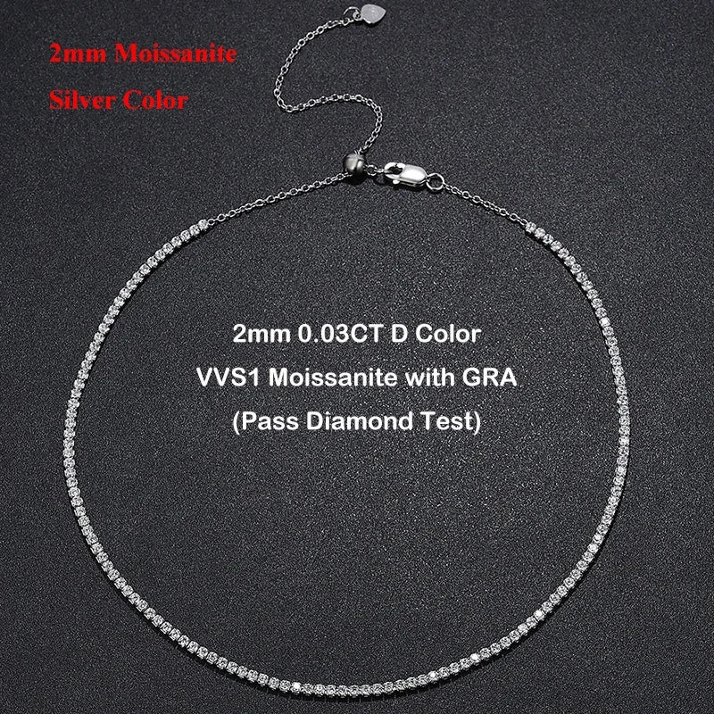 Moissanite Tennishalsband 2mm 0.03ct - 925 Silver 18K Guldplätering