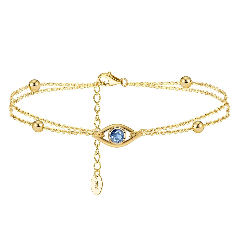 Evil Eye Armband 2-Lager - 925 Silver 14K Guldplätering