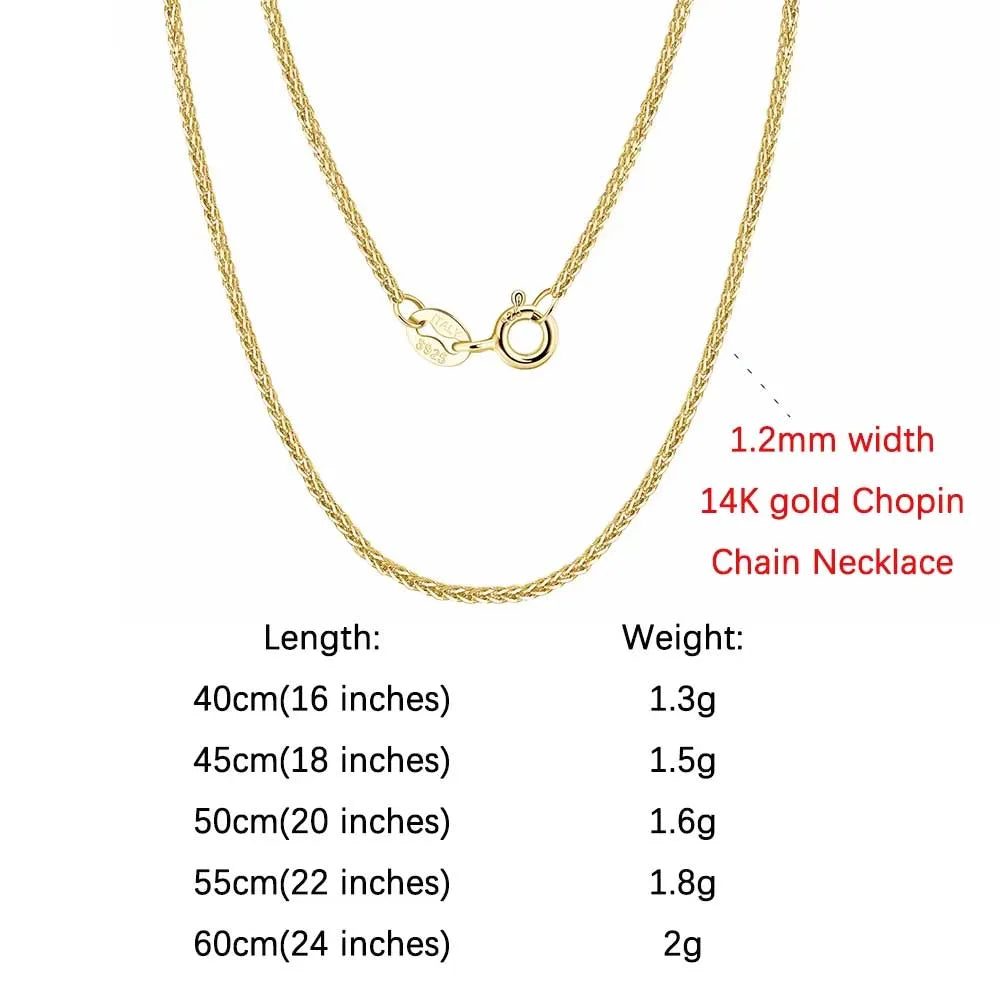 Chopin Chain Halsband 2mm 925 Silver - 14K Guldplätering Handgjort