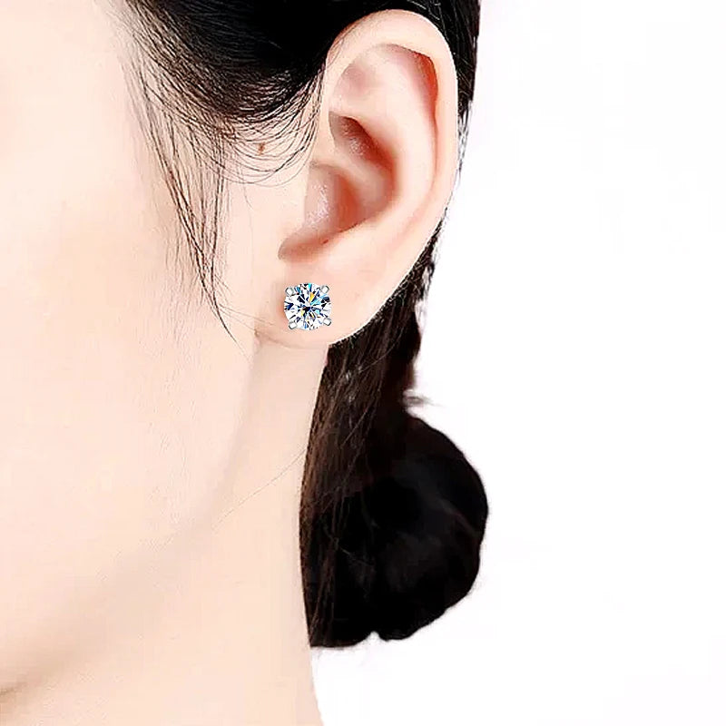 Moissanite Örhängen 0.2-2ct D-färg - 925 Silver 18K vit guldplätering