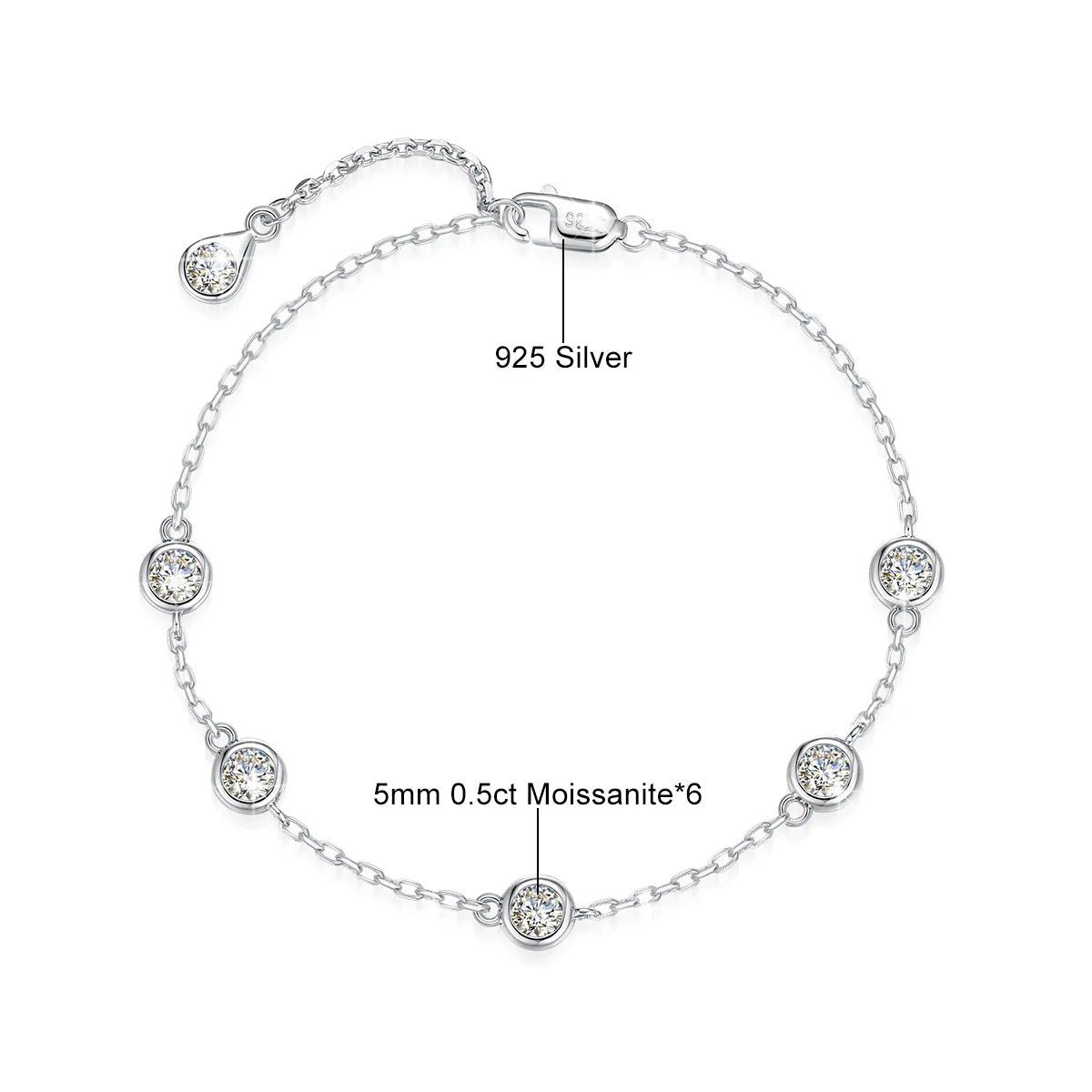 Armband i 925 Silver med Moissanite 0.5ct