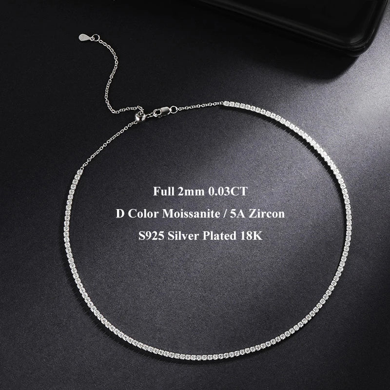 Moissanite Tennishalsband 2mm 0.03ct - 925 Silver 18K Guldplätering