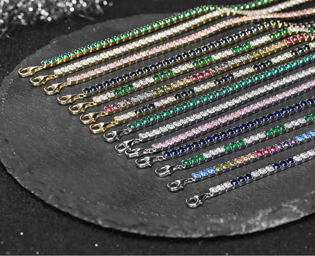 Tennis Armband 3mm Zirconia - 925 Silver 14K Guldplätering