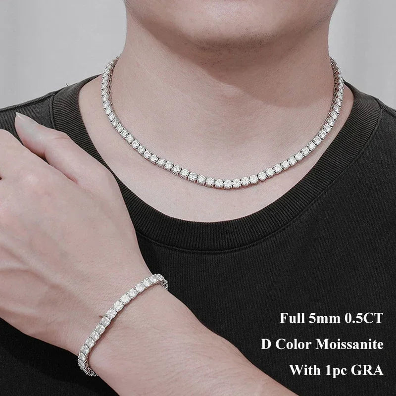 Moissanite Tennis Halsband 2-5mm Full D-färg - 925 Silver med Certifikat