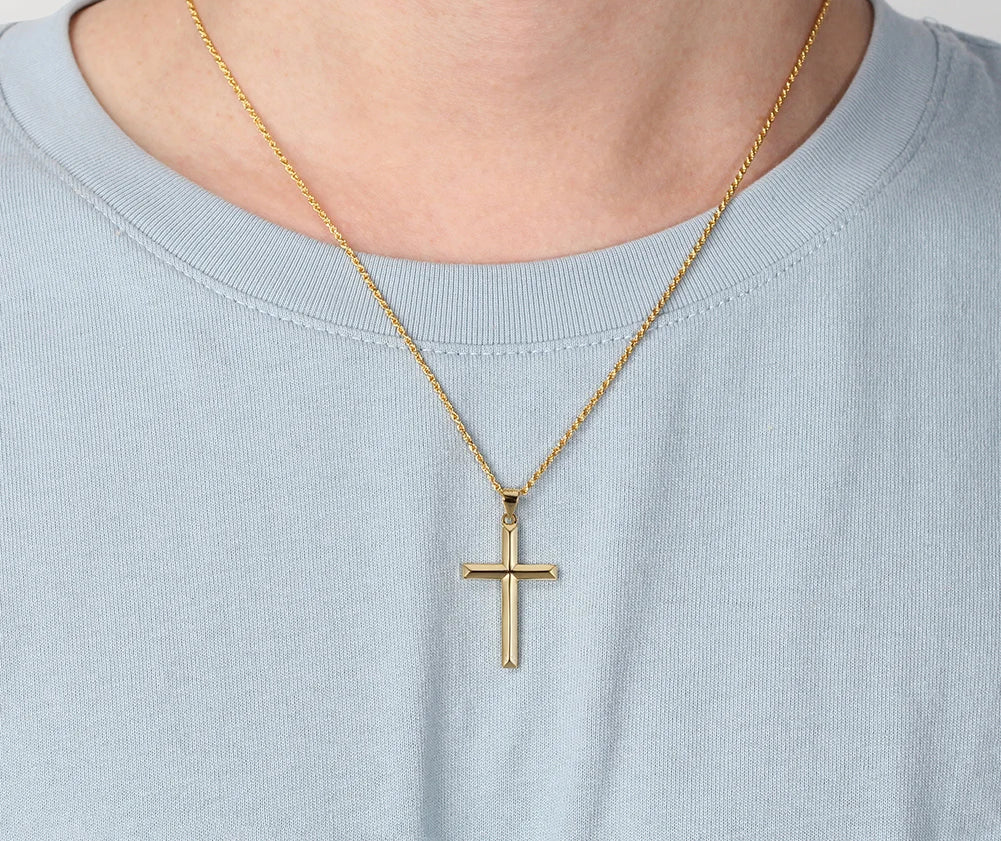 Kors Halsband 925 Silver - 14K Guldplätering Rope Chain