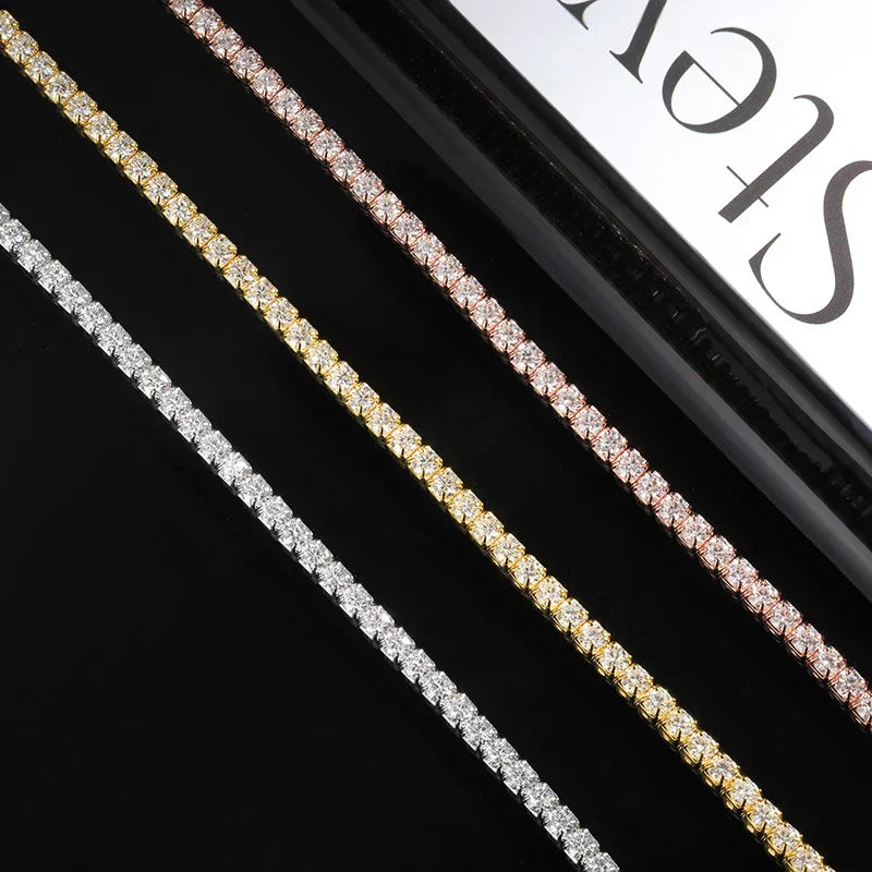 Moissanite Tennis Halsband 2mm 0.03ct D-färg - 925 Silver 18K Guldplätering