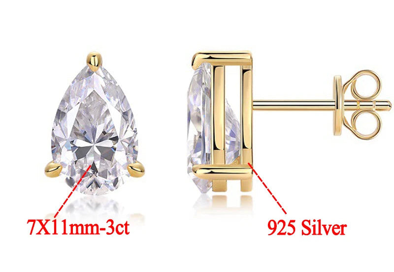 Moissanite Örhängen 1-3ct Pear Drop - 925 Sterling Silver Damörhängen