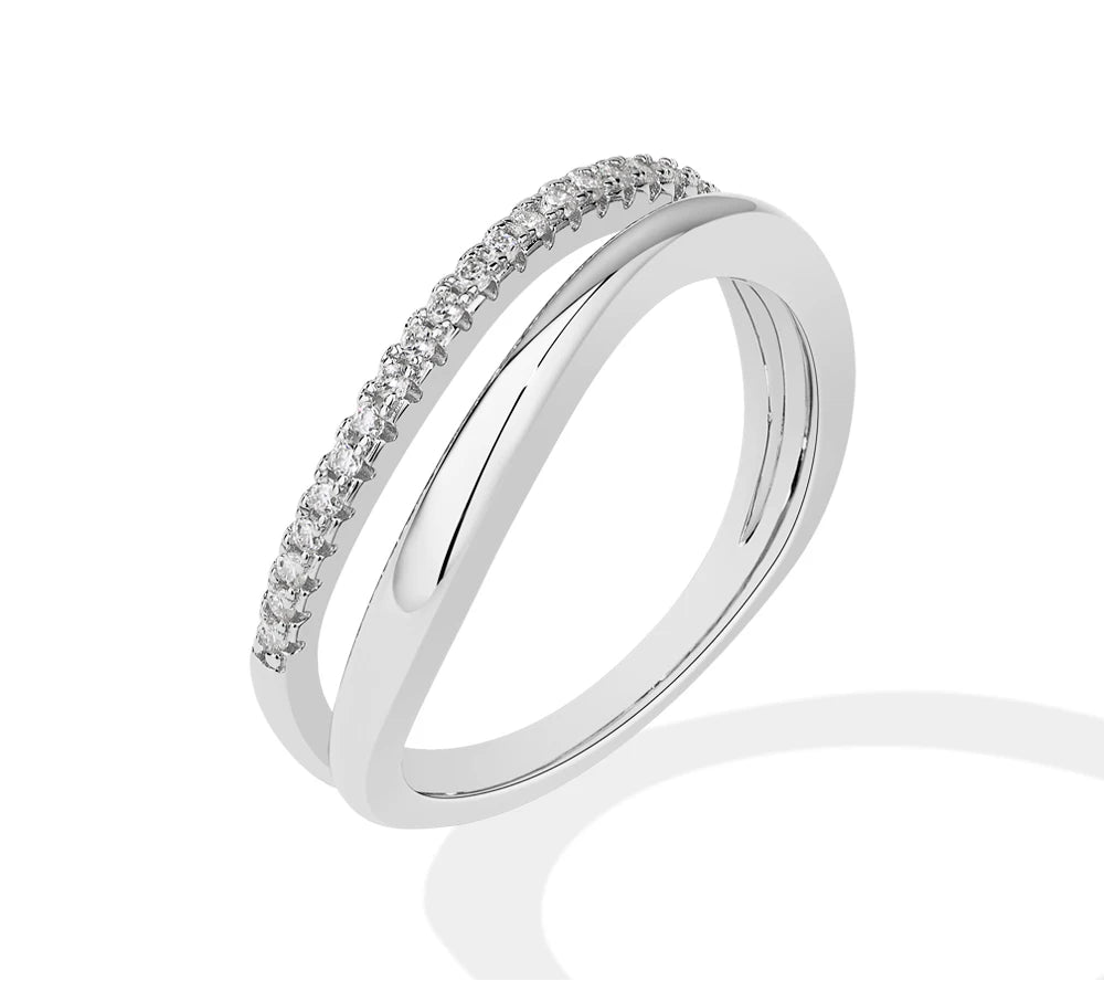 Moissanite Ring Vågformad 925 Silver - D VVS1 Förlovningsring