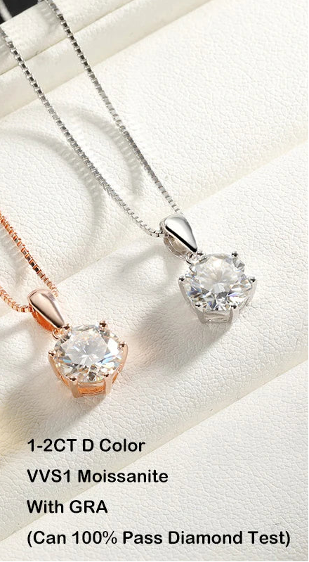 Moissanite Halsband 1-2ct 6-Klors - 925 Sterling Silver