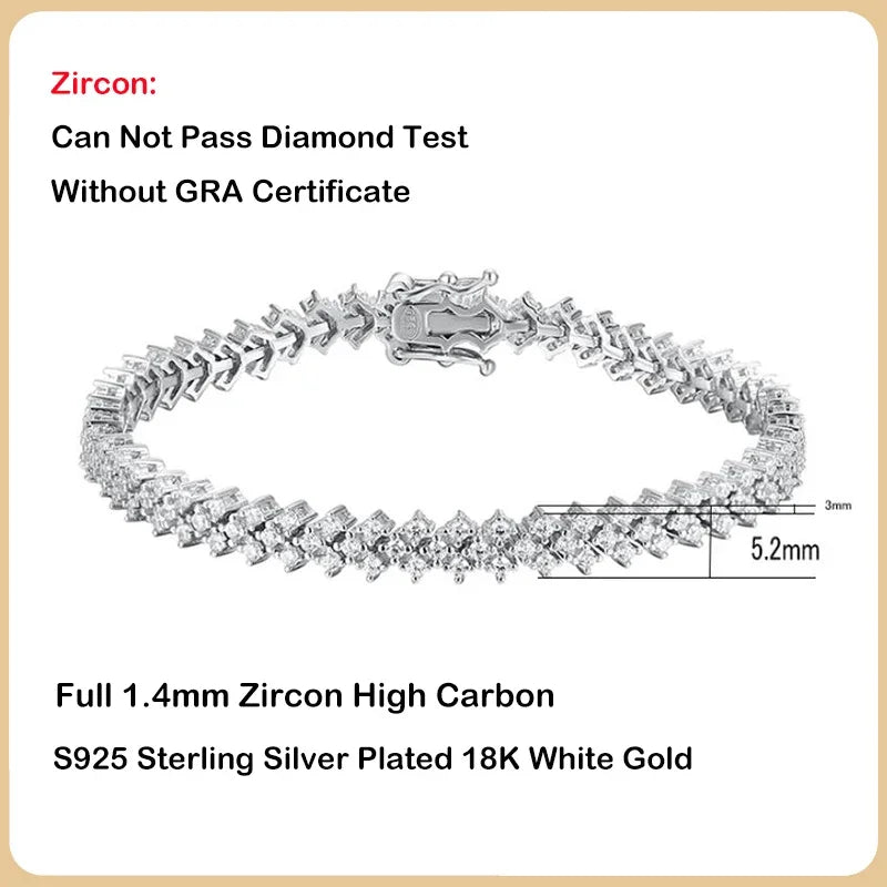 Moissanite Tennis Armband Rhombus 1.2mm D-färg - 925 Silver 18K Plätering