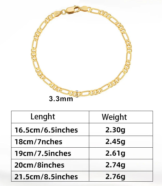 Figaro Armband 5mm 925 Silver - 18K Guldplätering Damarmband 21.5cm