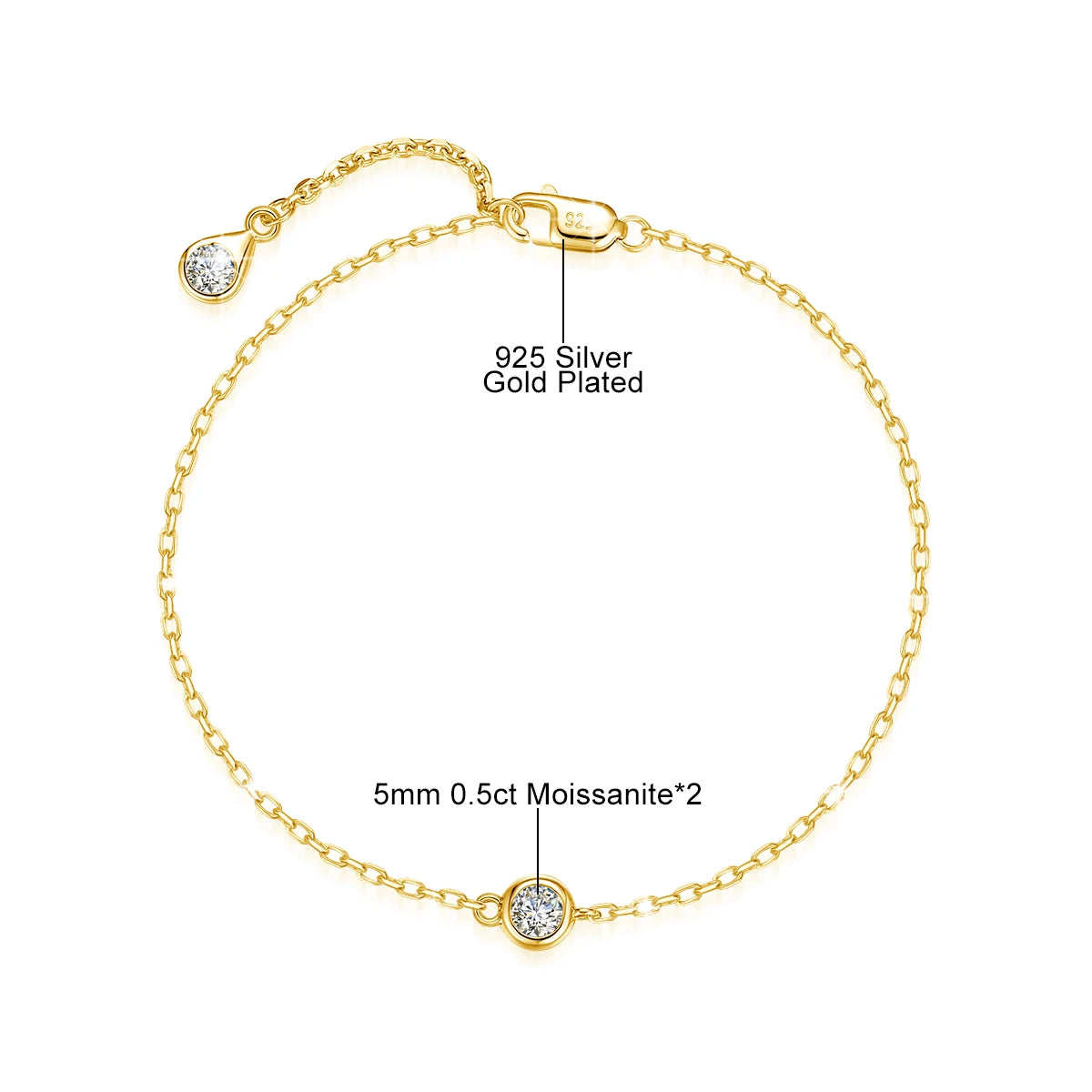 Armband i 925 Silver med Moissanite 0.5ct