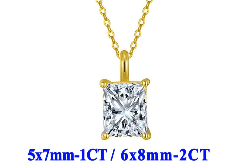 Moissanite Halsband 1-2ct - 925 Sterling Silver Guldplätering