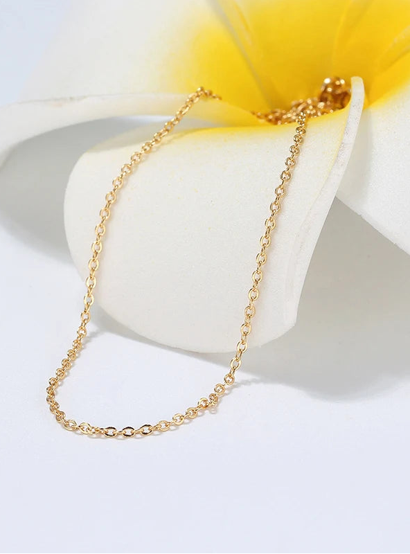 Cable Link Chain Halsband 925 Silver - 18K Guldplätering Tunn Kedja Unisex