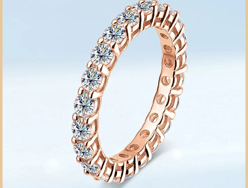 Moissanite Evighetsring 2.2ct - 925 Silver 18K Guldplätering